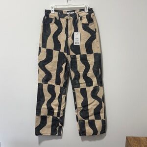 NA-KD High Rise Black and Tan Women Jeans